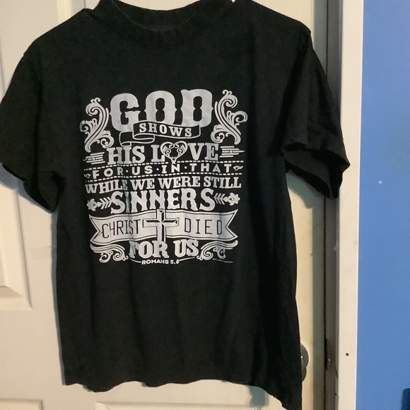 C+ Premium Activewear Super Heavy “GOD SHOWS HIS LOVE…black T-shirt Size M - Picture 1 of 10
